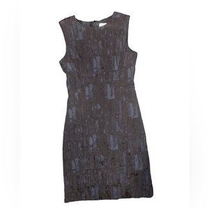 MM. Lafleur The Shirley in Blue Black Brush Jacquard Sheath Dress 2 Stretch